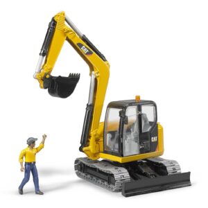 Cat Mini Excavator with Worker