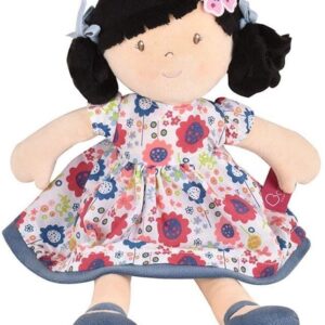 Lilac Bonikka Doll 15 inch  (Black Hair with Blue Floral Dress)