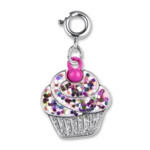 Pink Glitter Cupcake Gold Charm