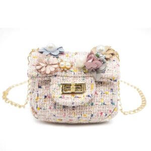 Mini Tweed Floral Crossbody Pink