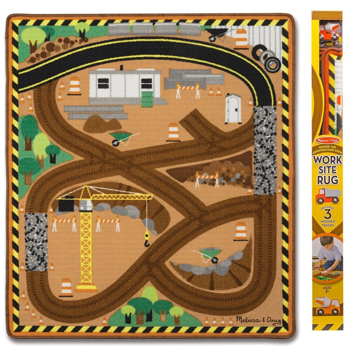 Round the Construction Zone Rug & Vehicle