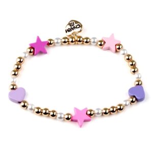 Gold Pink Stretch Bracelet