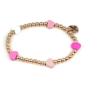 Gold Pink Heart Stretch Braclet