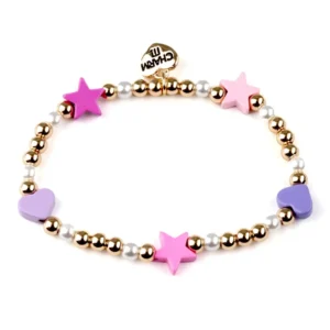Gold Heart & Star Stretch Bracelet