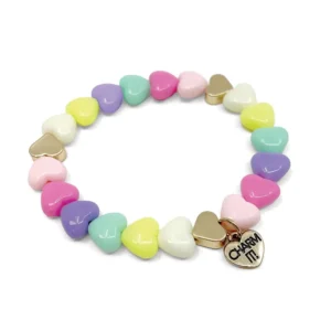 Gold Pastel Heart Stretch Bracelet