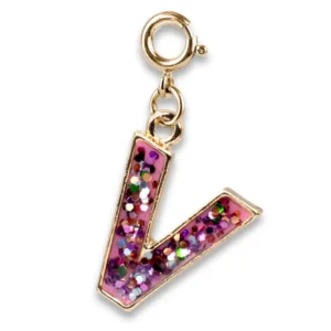 Gold Glitter Initial - V