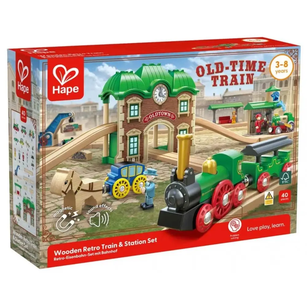Wooden Retro Train & Station