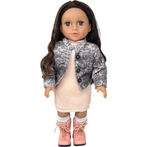 Doll Pink Sweater & Denim Jacket 18 Inch