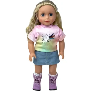 Doll Pink Star Top & Skirt 18 Inch
