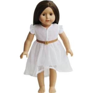 White Lace Dress with Belt