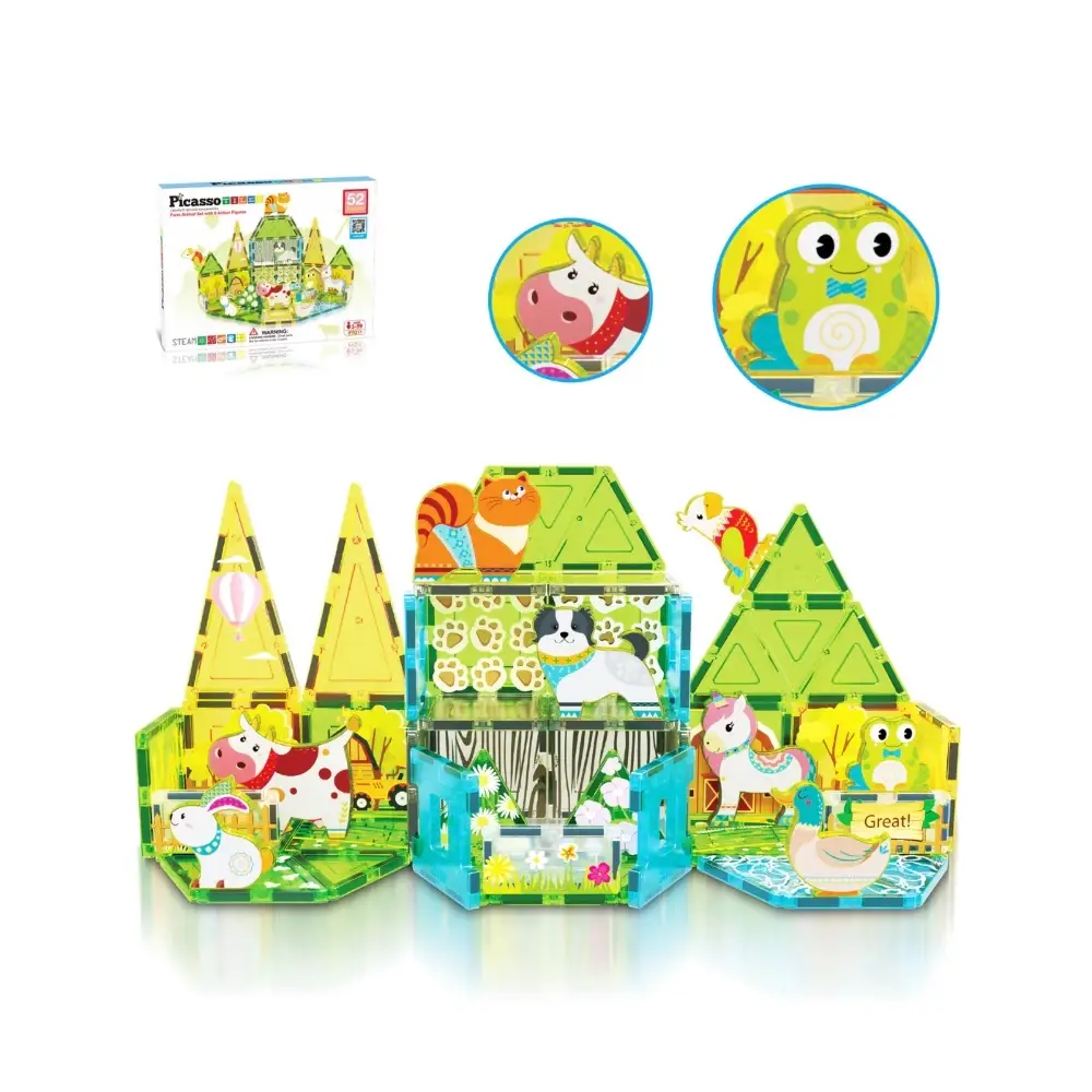 Magnetic Tile Farm Animal Set