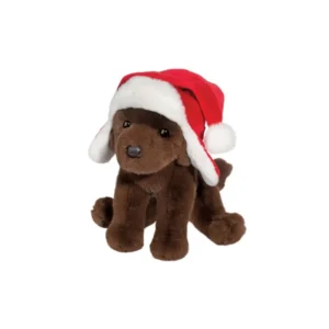 Chocolate Lab with Santa Hat